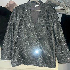 Sliver Sparkle Over Size Blazer